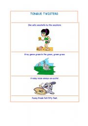 English Worksheet: tongue twisters 