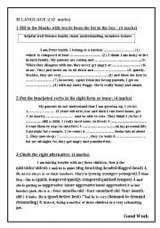 English Worksheet: Language part 9th form first term