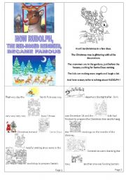 English Worksheet: How Rudolph, the Red-Nosed reindeer, saved Christmas Night. Mini book.