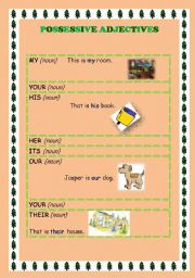 English worksheet: POSTER FOR YOUR CLASS: POSSESSIVA ADJECTIVES AND PRONOUNS