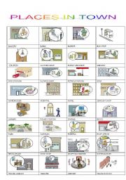 English Worksheet:  places in town