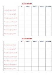 English Worksheet: Class survey