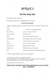 English worksheet: Shrek 2 Far Far Away Idol worksheet