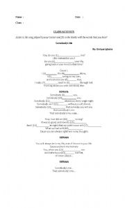English Worksheet: Song Worksheet - Somebodys me