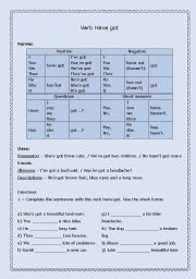 English Worksheet: Verb Have got