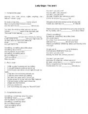 English Worksheet: You and I - Lady Gaga