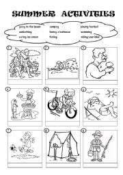 summer activities esl worksheet by eslandrea