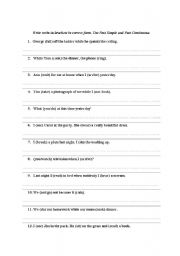 English Worksheet: Past Simple vs. Past Continuous- exersices