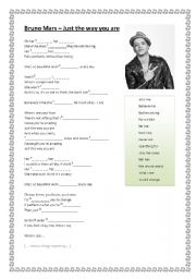 English Worksheet: Bruno Mars - Just The Way You Are