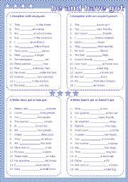 English Worksheet: to be and have got