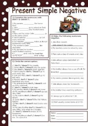 English Worksheet: present simple negative (with key)