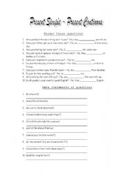 English Worksheet: PRESENT SIMPLE AND CONTINUOUS