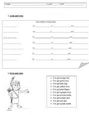 English worksheet: Numbers, weather and colors