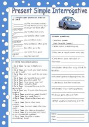 English Worksheet: present simple interrogative (with key)