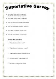 English worksheet: Superlatives Survey