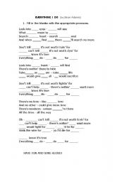 English Worksheet: Everything I do