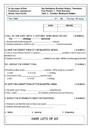 English Worksheet: the first quiz for moroccan bac students