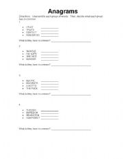 English Worksheet: Anagrams