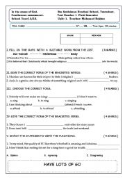 English Worksheet: a third quiz for moroccan bac students