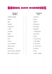 English Worksheet: Goods and services Matching