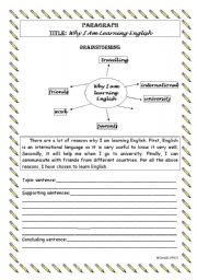 English Worksheet: Writing a Paragraph Level 2