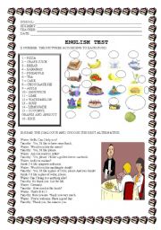 English Worksheet: TEST ABOUT FOOD