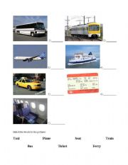 English worksheet: transportation vocab test (test-teach-test)