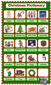 English Worksheet: CHRISTMAS PICTIONARY (1/2)