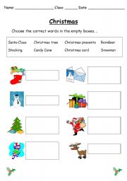 English Worksheet: Christmas Words