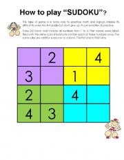 English worksheet: How to play sudoku