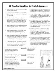English Worksheet: Tips for Speaking to English Learners