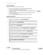 English worksheet: Advanced Verb Tense Review