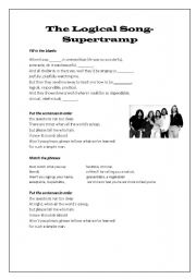 English Worksheet: the logical song by Supertramp