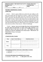 English Worksheet: End of term test n1 9th form (reading part)