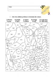 English Worksheet: colours addition