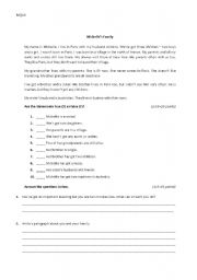 English worksheet: reading comprehension - personal intro