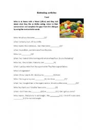 English Worksheet: Food dialogue