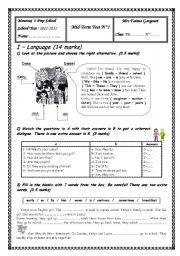 English Worksheet: 7th form Test