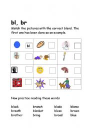 English worksheet: fonetics br, bl