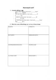 English Worksheet: How much is it?