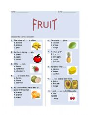 English worksheet: Fruit