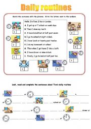 English Worksheet: DAILY ROUTINES