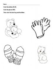 English Worksheet: Mittens and Gloves
