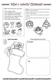 English Worksheet: What a colorful Christmas!