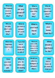 English Worksheet: Speaking cards - varieties. Intermediate.  1 minute speaking.