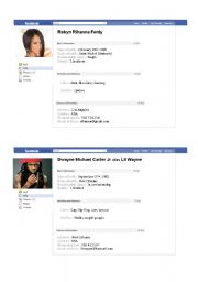 English Worksheet: Celebrities Fake Facebook pages