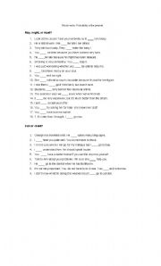 English Worksheet: May /might/must