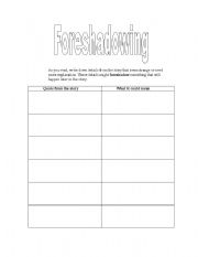 English worksheet: Foreshadowing Worksheet