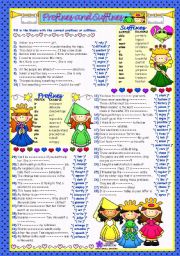 WORD FORMATION - 3***PREFIXES&SUFFIXES*** (B&W+KEY included)