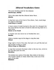 English Worksheet: Iditarod Vocab